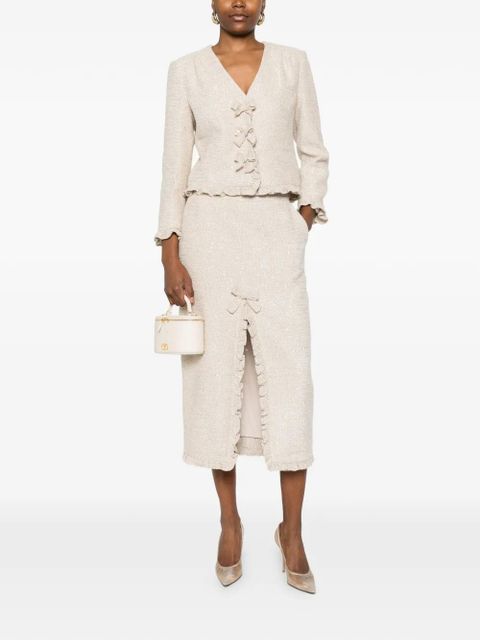 Alessandra Rich sequined bow-embellished jacket - Neutrals - zdjęcie produktu nr 2