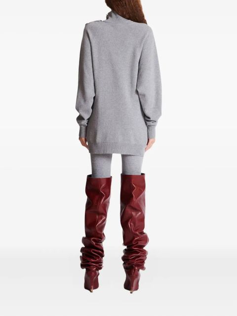 Balmain high-neck button-embellished jumper dress - Grey
