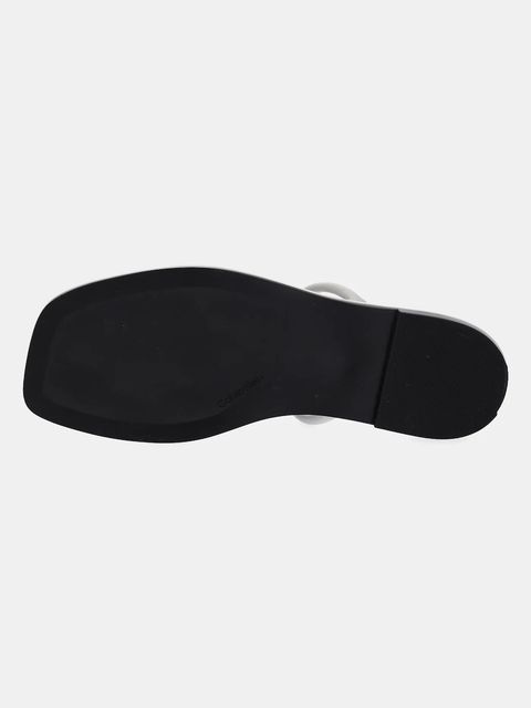 Calvin Klein klapki skórzane FLAT SANDAL SQUARED 2-BAR LTH damskie kolor szary HW0HW02532