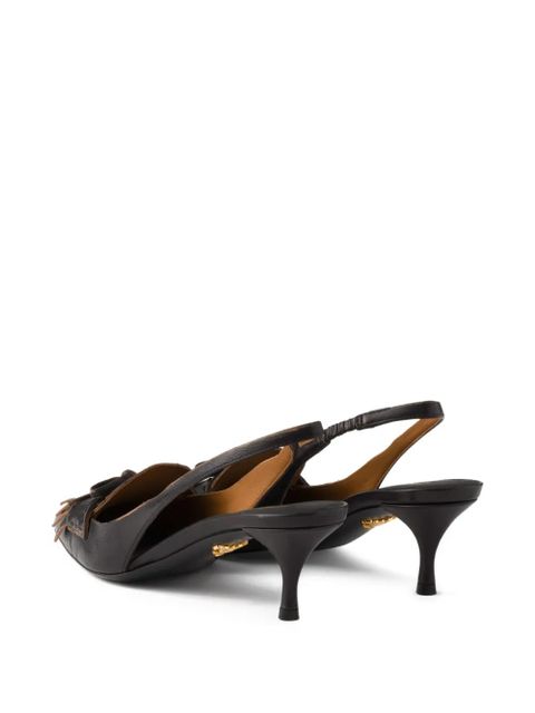 Prada fringed bow leather pumps - Black