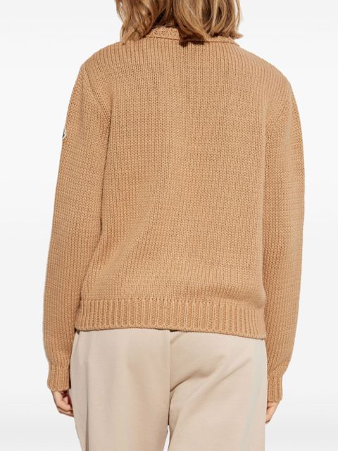 Moncler logo-embroidered cotton sweatshirt - Brown