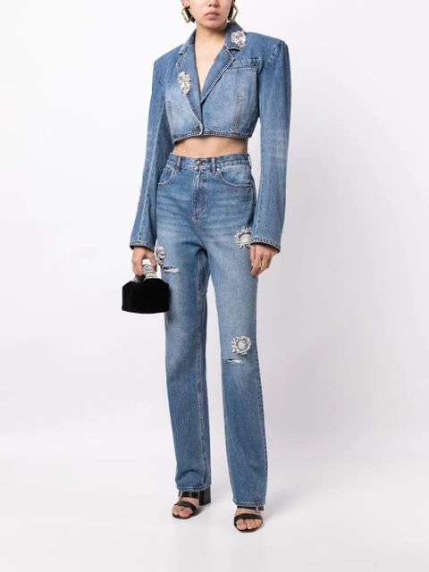 AREA crystal-embellished straight-leg jeans - Blue - zdjęcie produktu nr 2
