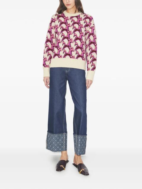 Tory Burch jacquard crew-neck sweater - Neutrals - zdjęcie produktu nr 2