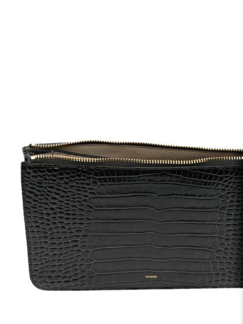 TOTEME crocodile-embossed threefold clutch bag - Black