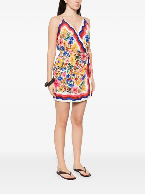 FARM Rio Floraline V-neck wrap mini dress - White