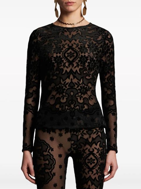 ETRO tulle and jacquard velvet top - Black - zdjęcie produktu nr 2