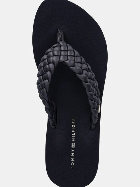 Tommy Hilfiger japonki TH WEDGE CORNROW BEACH SANDAL damskie kolor granatowy na koturnie FW0FW09037