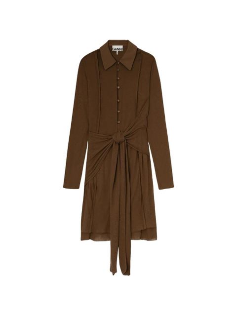 GANNI knot detail buttoned midi dress - Brown - zdjęcie produktu nr 1