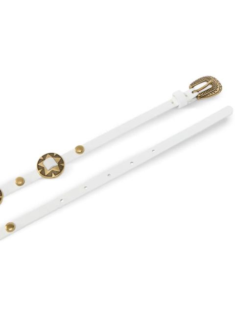 PINKO stud embellished leather belt - White