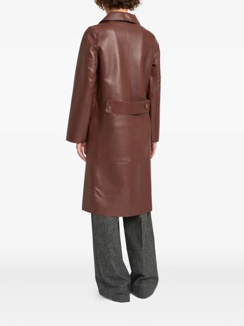 Yves Salomon double-breasted leather coat - Red
