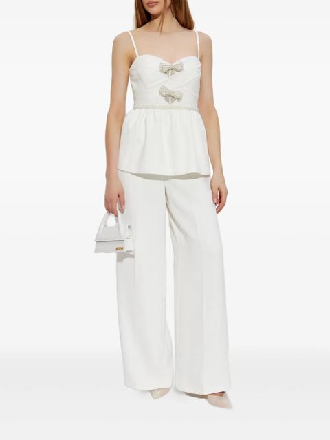 Self-Portrait bow-detailing jumpsuit - White