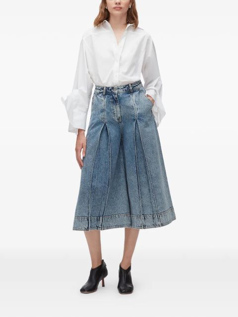 3.1 Phillip Lim pleated cotton midi skirt - Blue - zdjęcie produktu nr 2