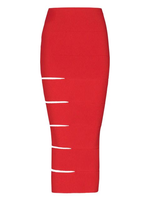 Balmain cut-out knitted skirt - Red - zdjęcie produktu nr 1