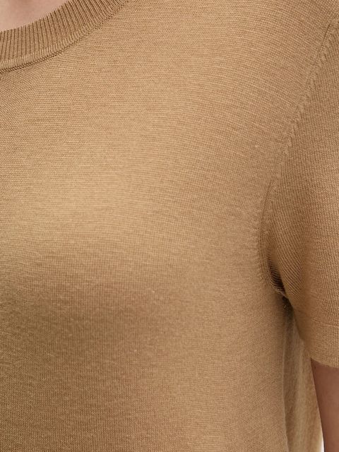 United Colors of Benetton t-shirt z jedwabiem damskie kolor beżowy 1ZRED10BK