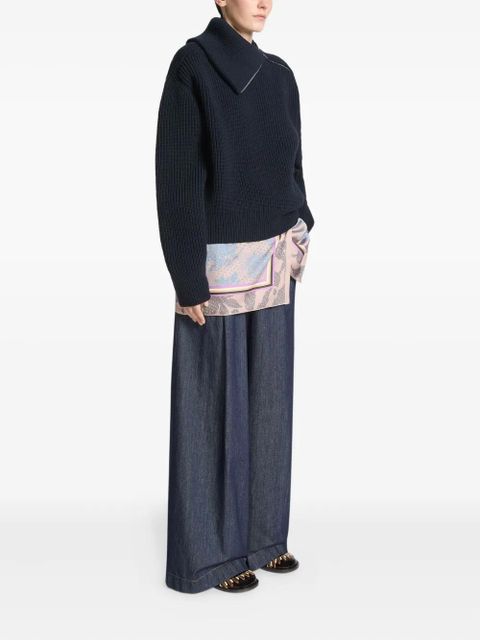 DRIES VAN NOTEN zipped high-neck wool sweater - Black