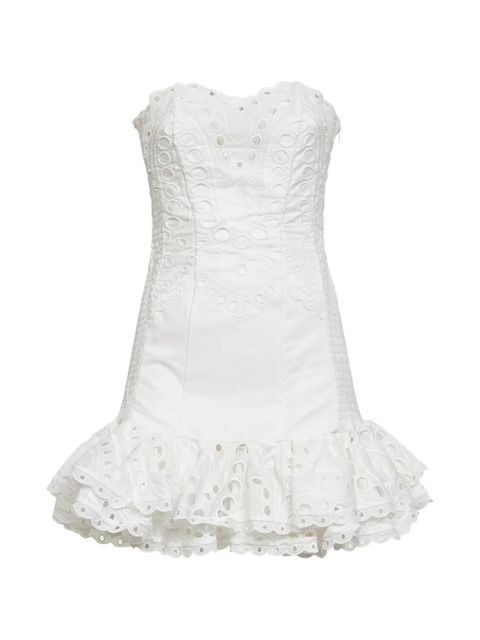 Charo Ruiz Ibiza Santy broderie-anglaise ruffled mini dress - White - zdjęcie produktu nr 1
