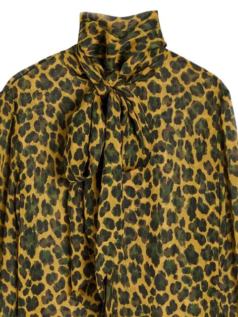 Saint Laurent tie animal-print top - Yellow - zdjęcie produktu nr 2