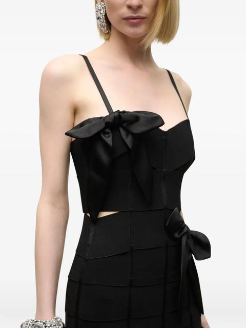AREA bow bandage mini dress - Black