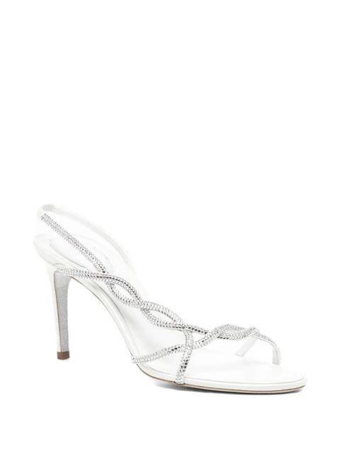 René Caovilla 90mm crystal-embellished slingback sandals - White - zdjęcie produktu nr 2