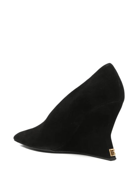Balmain suede wedge-heel pumps - Black