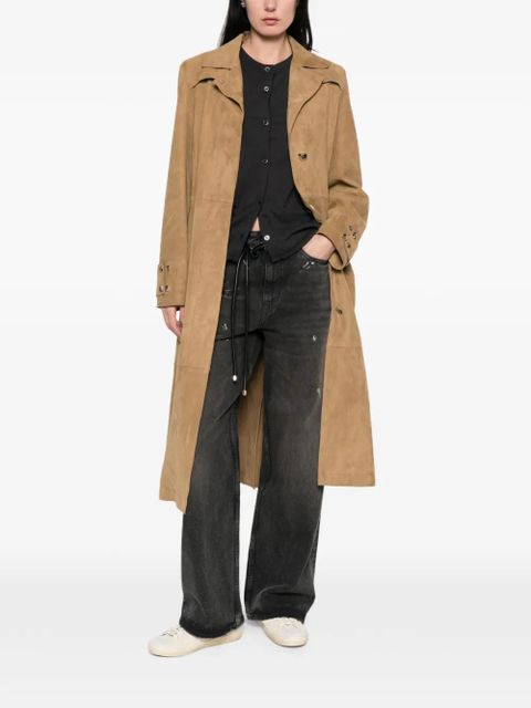 Golden Goose belted suede coat - Neutrals