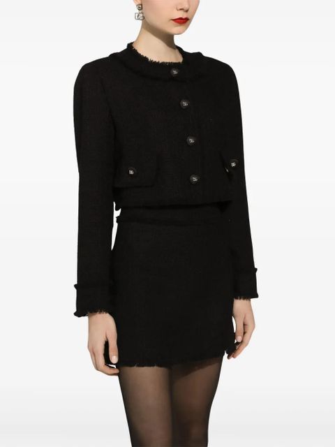 Dolce & Gabbana DG-buttons cropped tweed jacket - Black