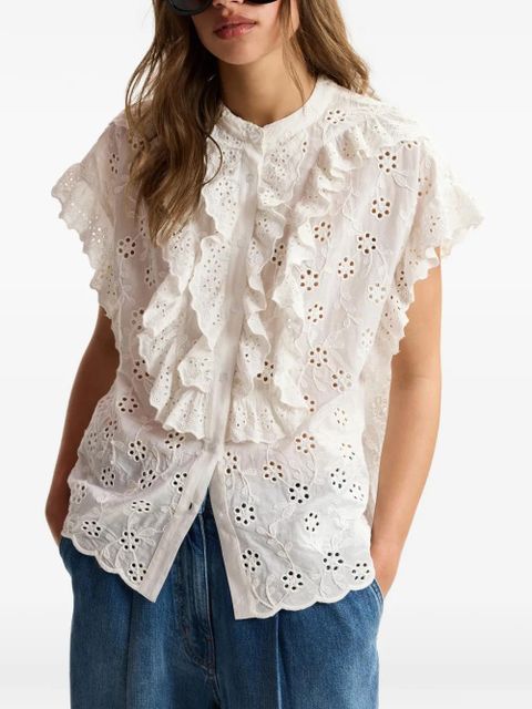 Essentiel Antwerp broderie-anglaise ruffled-detail shirt - White