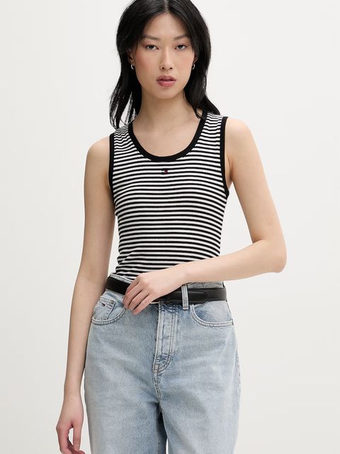 Tommy Jeans top bawełniany z elastanem - zdjęcie produktu nr 2