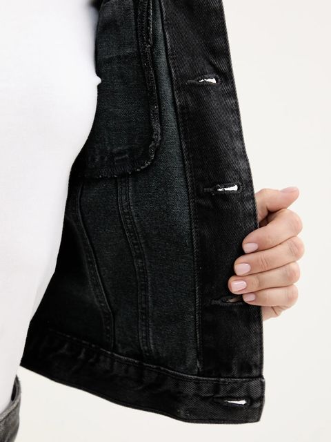 Calvin Klein Jeans kurtka jeansowa kolor czarny przejściowa LV047C658G