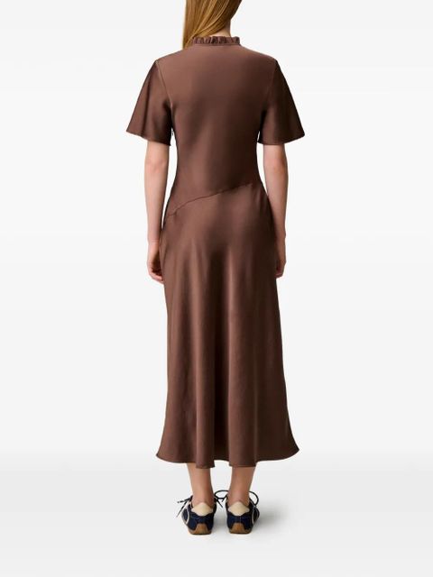 Claudie Pierlot ruffled neck-cutout dress - Brown