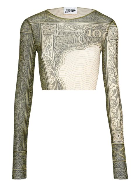 Jean Paul Gaultier long-sleeves printed crop top - Neutrals - zdjęcie produktu nr 1