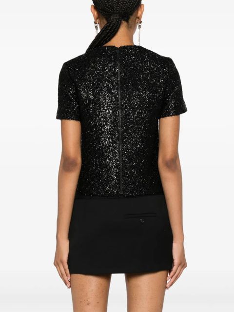 Self-Portrait bouclé top - Black