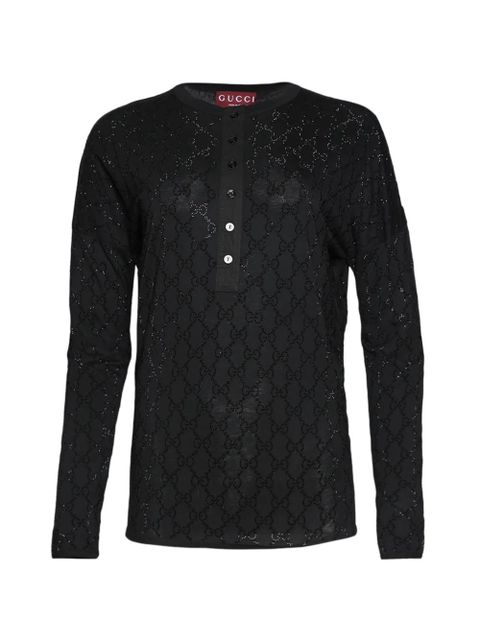 Gucci monogram buttoned T-shirt - Black - zdjęcie produktu nr 2