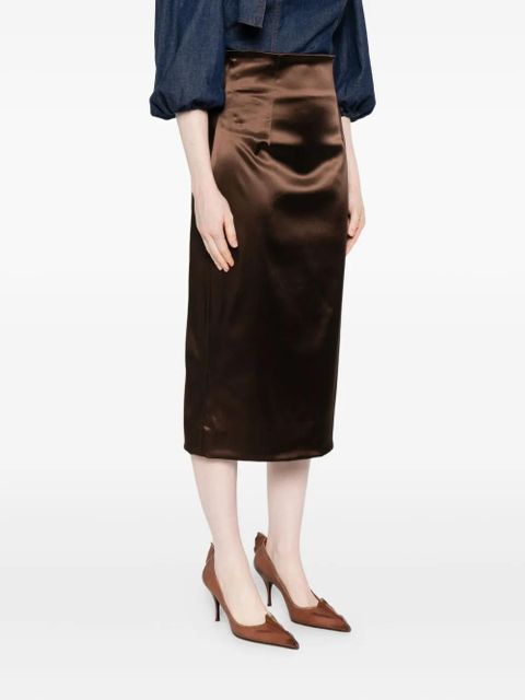 Dolce & Gabbana satin midi skirt - Brown
