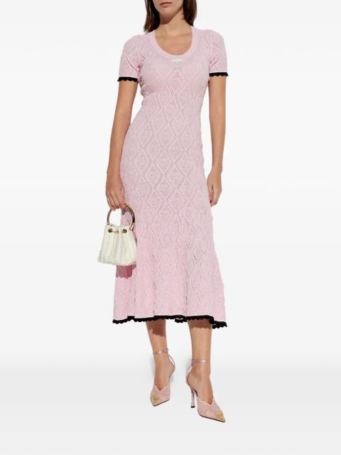 Self-Portrait scoop-neck knitted midi dress - Pink - zdjęcie produktu nr 2