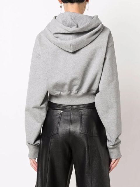 Off-White Helvetica cropped hoodie - Grey