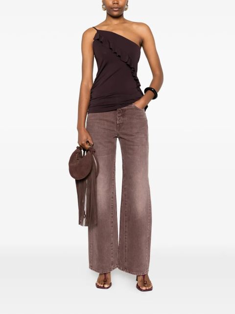 PINKO ruffled one-shoulder top - Brown - zdjęcie produktu nr 2