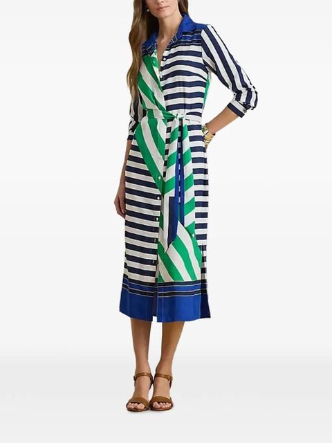 Lauren Ralph Lauren striped tie-waist midi shirt dress - Blue - zdjęcie produktu nr 1