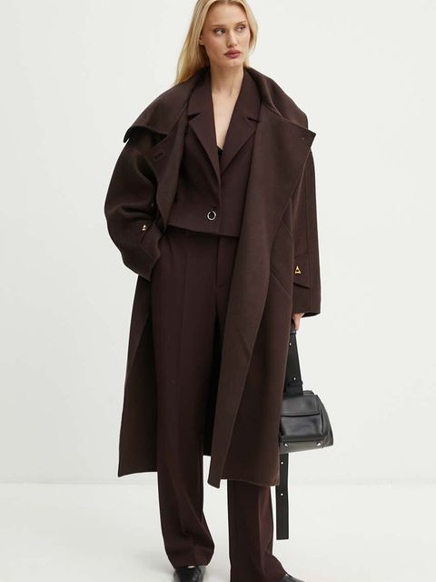 AERON marynarka kolor brązowy oversize gładka PFBL079511 - zdjęcie produktu nr 2