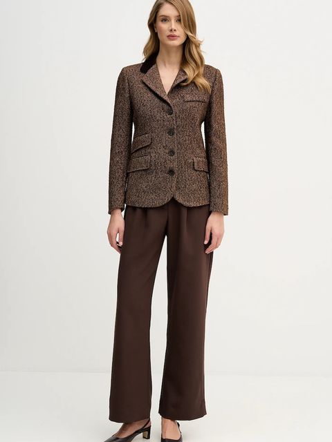 Hoss Intropia marynarka z dodatkiem wełny kolor brązowy jednorzędowa wzorzysta 5472069