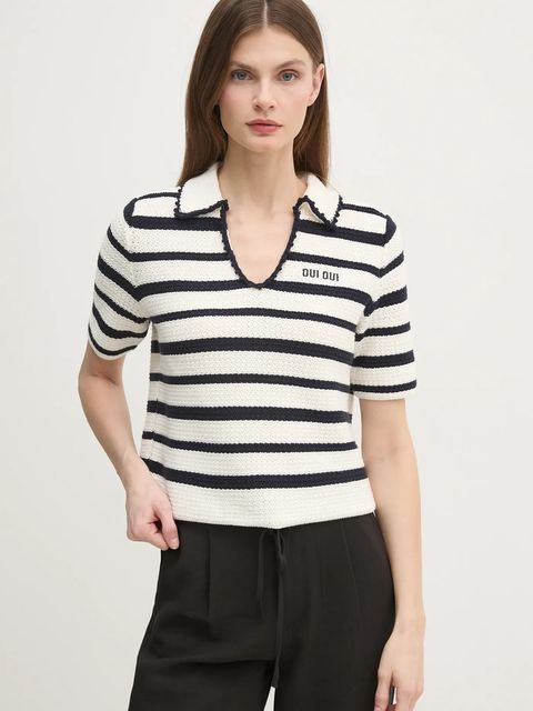 OUI sweter bawełniany kolor beżowy 91946