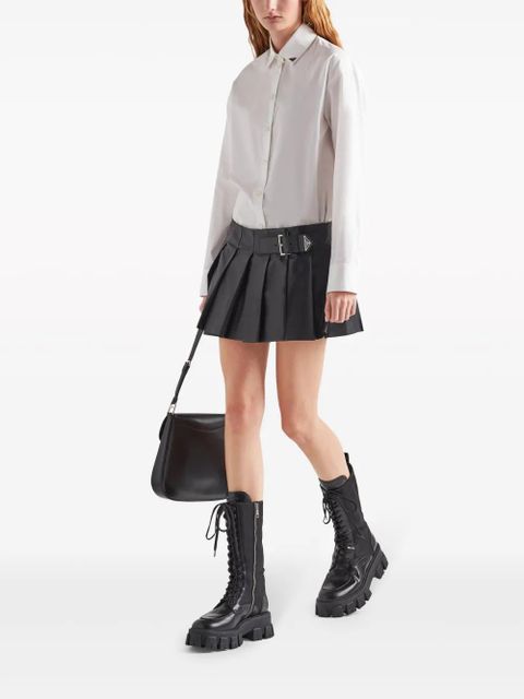 Prada pleated leather miniskirt - Black - zdjęcie produktu nr 2