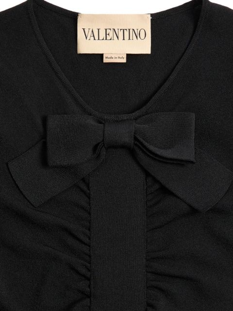 Valentino Garavani bow ruching knitted mini dress - Black