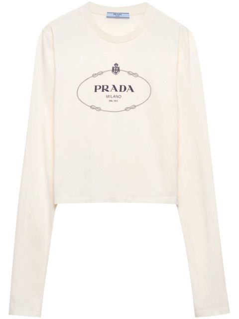 Prada printed jersey T-shirt - Neutrals - zdjęcie produktu nr 1