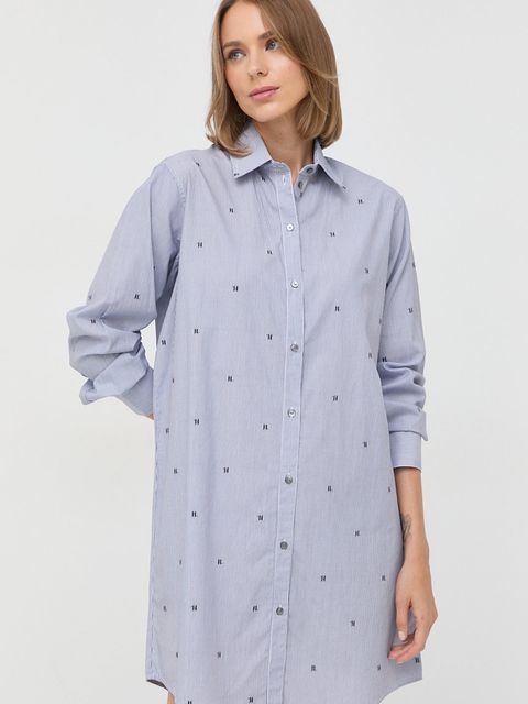 Karl Lagerfeld sukienka bawełniana kolor granatowy mini prosta - zdjęcie produktu nr 1