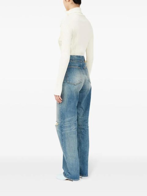 MM6 Maison Margiela distressed straight jeans - Blue