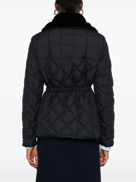 Moncler quilted belted jacket - Blue