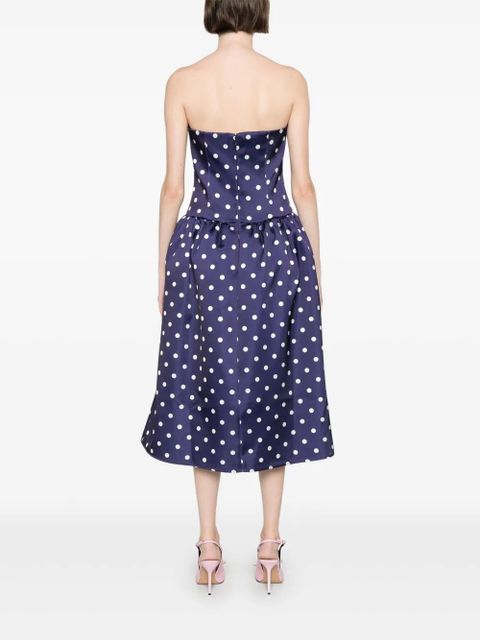 Self-Portrait polka-dot midi dress - Blue