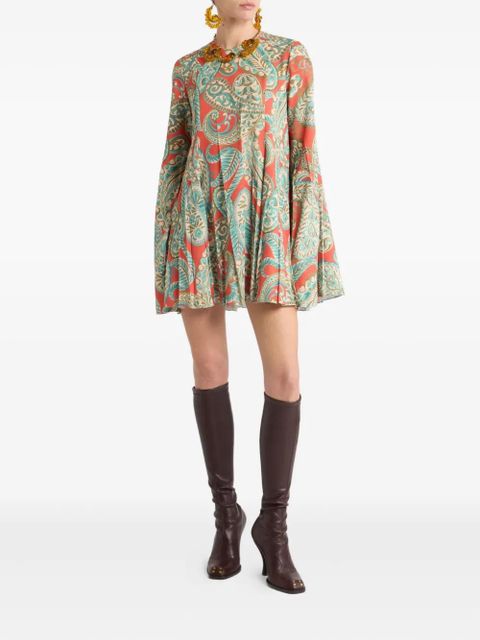 ETRO paisley pleated mini dress - Orange - zdjęcie produktu nr 2