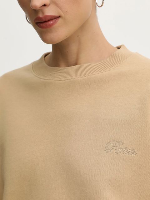 Rotate bluza bawełniana damska kolor beżowy gładka 115468654